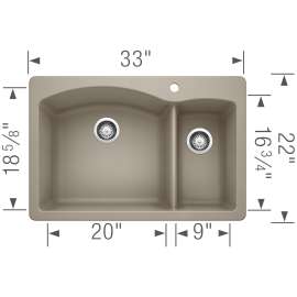 Diamond 70/30 Double Bowl Dual Mount Kitchen Sink in Truffle