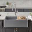 Blanco Ikon 33" Farmhouse/Apron Front Kitchen Sink with Low Divide in Metallic Gray