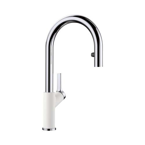 Blanco 526391 Urbena Pull-Down Kitchen Faucet in White/Chrome