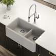 Blanco Ikon 33" Farmhouse/Apron Front Kitchen Sink with Low Divide in Concrete Gray