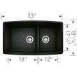 Blanco 442939 Performa Medium 1-3/4 Low Divide Kitchen Sink in Coal Black