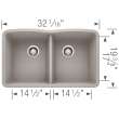 Blanco 442747 Diamond Double Undermount Kitchen Sink in Concrete Gray