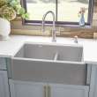 Blanco Ikon 33" Farmhouse/Apron Front Kitchen Sink with Low Divide in Concrete Gray