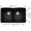 Blanco 442914 Diamond Equal Double Kitchen Sink with Low Divide in Coal Black