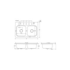 Garnet II Self Rimming 4 Hole Punch Kitchen Sink, in White