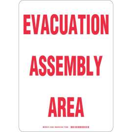 EVACUATION ASSEMBLY AREA Sign, 14" H x 10" W x 0.06" D