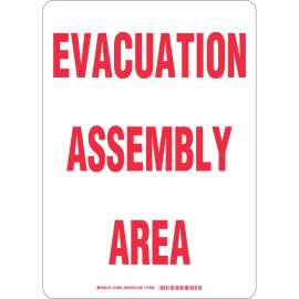 EVACUATION ASSEMBLY AREA Sign, 14" H x 10" W x 0.006" D