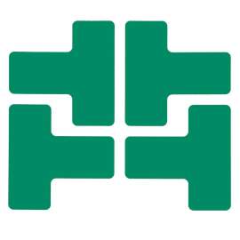 ToughStripe(R) Floor Marking Tape T-Shaped Marks - Polyester, Solid Color, Green, 2" x 5"