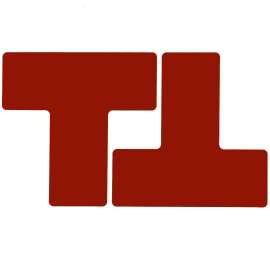 ToughStripe(R) Floor Marking Tape T-Shaped Marks - Polyester, Solid Color, Red, 3" x 8"