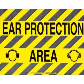 Floor Safety Ear Protection Sign, 14" H x 18" W x 0.011" D, Polyester