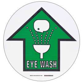 Floor Safety Eye Wash Sign, 17" Dia x 0.011" D, Polyester