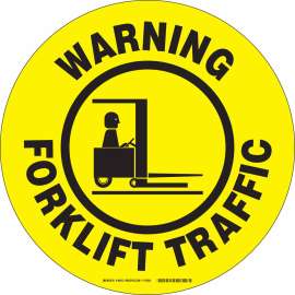 WARNING Floor Safety Sign, 17" Dia x 0.011" D, Polyester