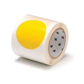 ToughStripe(R) Floor Marking Tape Dots - Polyester, Solid Color, Yellow, 3.5" x 100'