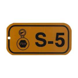 Steam Energy Source Tags S 5 Polystyrene 1.5x3 Black on Orange 5/PK