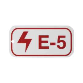 Electrical Energy Source Tags E 5 Polystyrene 1.5x3 Red on White 25/PK