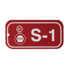 Steam Energy Source Tags S 1 Polystyrene 1.5x3 White on Red 25/PK