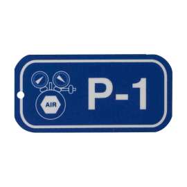 Pneumatic Energy Source Tags P 1 Polystyrene 1.5x3 White on Blue 25/PK