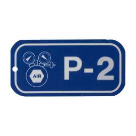Pneumatic Energy Source Tags P 2 Polystyrene 1.5x3 White on Blue 25/PK