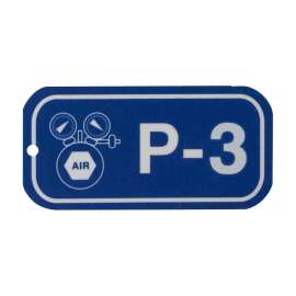 Pneumatic Energy Source Tags P 3 Polystyrene 1.5x3 White on Blue 25/PK