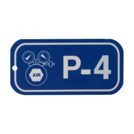 Pneumatic Energy Source Tags P 4 Polystyrene 1.5x3 White on Blue 25/PK