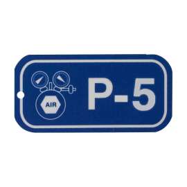 Pneumatic Energy Source Tags P 5 Polystyrene 1.5x3 White on Blue 25/PK