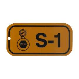 Steam Energy Source Tags S 1 Polystyrene 1.5x3 Black on Orange 25/PK