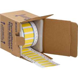 PermaSleeve Heat Shrink Wire and Cable Labels 3/8" Dia for 3" Core Printers - 2" Yellow Single-Sided