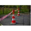 EasyExtend(R) Retractable Barrier 8 Head Unit, Black/Yellow Belt, Traffic Cone, Adapter