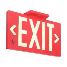 Plastic Photoluminescent Exit Sign 8.75" H x 15.5" W Single-sided White on Red