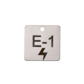 Engraved Stainless Steel Energy Source Tag E-4 Gas 2 in H x 2 in W 5PK