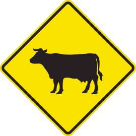 Cattle Crossing Sign, 24" H x 24" W x 0.090" D, Aluminum
