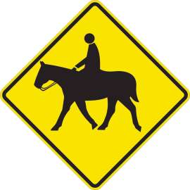 Horse Crossing Sign, 24" H x 24" W x 0.090" D, Aluminum