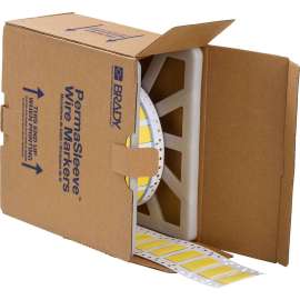 PermaSleeve Heat Shrink Wire and Cable Labels 1/2" Dia for 3" Core Printers - 2" Yellow Single-Sided
