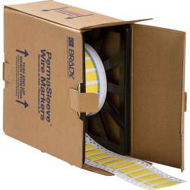 PermaSleeve Heat Shrink Wire and Cable Labels 3/8" Dia for 3" Core Printers - 1" Yellow Single-Sided