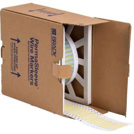 PermaSleeve Heat Shrink Wire and Cable Labels 1/8" Dia for 3" Core Printers - 1" Yellow Single-Sided