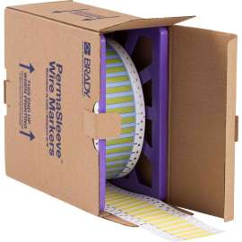 PermaSleeve Heat Shrink Wire and Cable Labels 3/16" Dia for 3" Core Printers - 1" Yellow Single-Sided