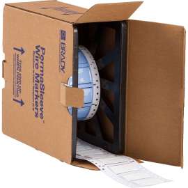 PermaSleeve Heat Shrink Wire and Cable Labels 3/4" Dia for 3" Core Printers - 1" White Single-Sided