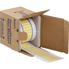 PermaSleeve Heat Shrink Wire and Cable Labels 1/8" Dia for 3" Core Printers - 1" Yellow Single-Sided