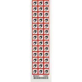 GHS Flammable Picto Labels: Paper, Black/Red on White, 0.625" H x 0.625" W