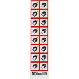 GHS Flammable Picto Labels: Paper, Black/Red on White, 1" H x 1" W
