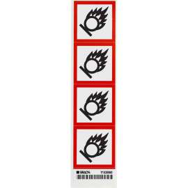 GHS Oxidizing Picto Labels: Paper, Black/Red on White, 2" H x 2" W