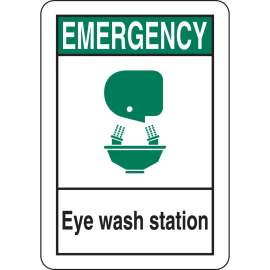 EMERGENCY Eye Wash Station Sign, 35.56" H x 10" W x 0.06" D, Polystyrene