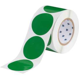 Roll-Mounted Aisle Marking Tape Dots - Adhesive Vinyl, Solid Color, Green, 3"