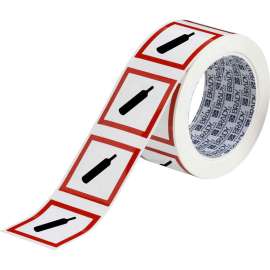 GHS Gas Pressure Picto Label, 2" H x 2" W x .035" D