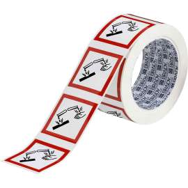 GHS Corrosive Picto Label, 2" H x 2" W x .035" D