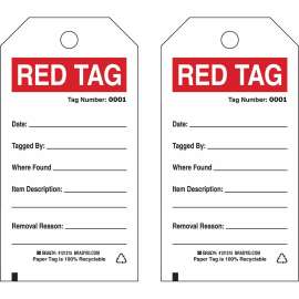 Quality Control Tag RED TAG Paper 5.75 x 3 Black, Red on White 100/PK