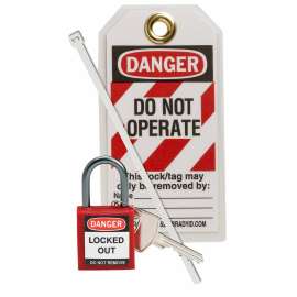 Compact Nylon Padlock Kit with DO NOT OPERATE Tag and Cable Tie, Red