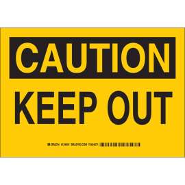 CAUTION Keep Out Sign, 10" H x 14" W x 0.06" D, Polystyrene