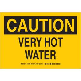 CAUTION Very Hot Water Sign, 10" H x 14" W x 0.035" D, Aluminum