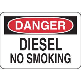 DANGER Diesel No Smoking Sign, 7" H x 10" W x 0.06" D, Polystyrene